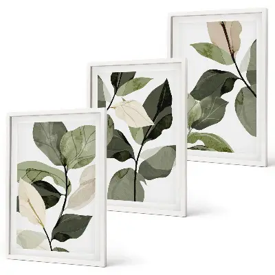 Set de tablouri pentru dormitor cu model de frunze de plantă în stil boho