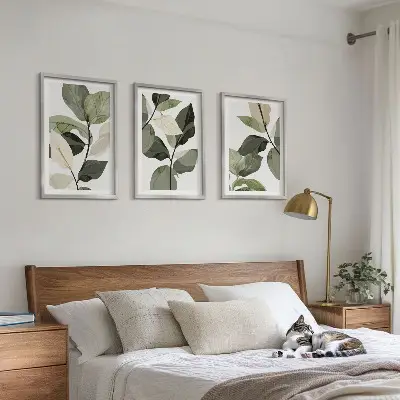 Set de tablouri pentru dormitor cu model de frunze de plantă în stil boho