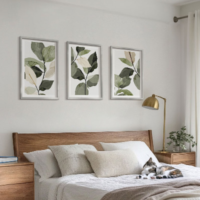 Set tablouri pentru dormitor Frunze de plantă boho pictate