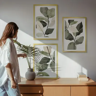 Set de tablouri pentru dormitor cu model de frunze de plantă în stil boho
