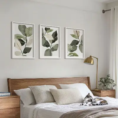 Set de tablouri pentru dormitor cu model de frunze de plantă în stil boho