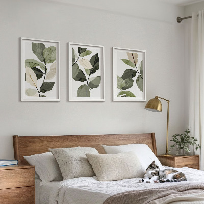 Set tablouri pentru dormitor Frunze de plantă boho pictate