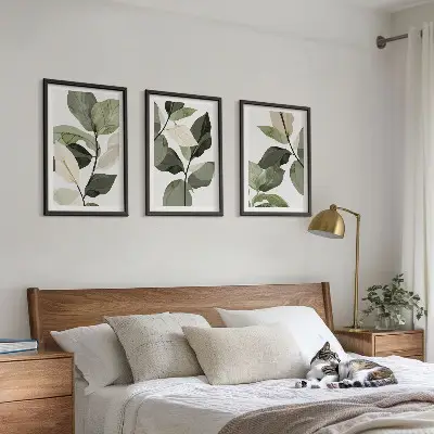 Set de tablouri pentru dormitor cu model de frunze de plantă în stil boho
