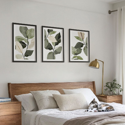 Set tablouri pentru dormitor Frunze de plantă boho pictate