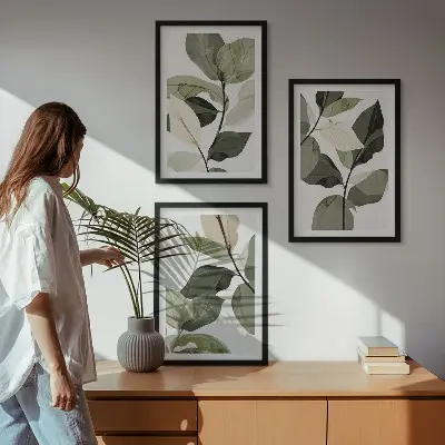 Set de tablouri pentru dormitor cu model de frunze de plantă în stil boho