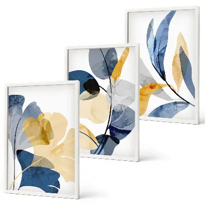 Set de tablouri decorative cu motive vegetale în acuarelă