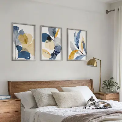 Set de tablouri decorative cu motive vegetale în acuarelă