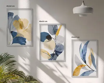 Set de tablouri decorative cu motive vegetale în acuarelă