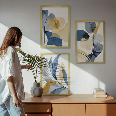 Set de tablouri decorative cu motive vegetale în acuarelă