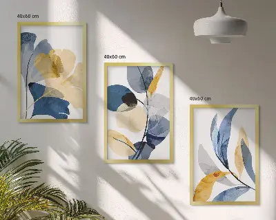 Set de tablouri decorative cu motive vegetale în acuarelă