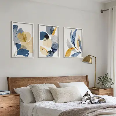 Set de tablouri decorative cu motive vegetale în acuarelă