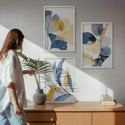 Set de tablouri decorative cu motive vegetale în acuarelă