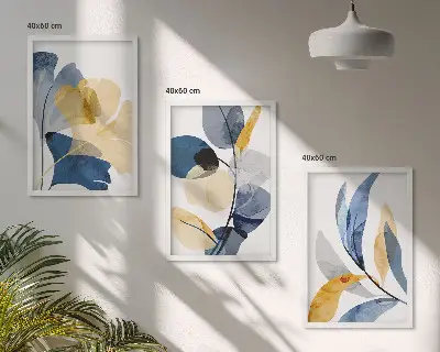 Set de tablouri decorative cu motive vegetale în acuarelă