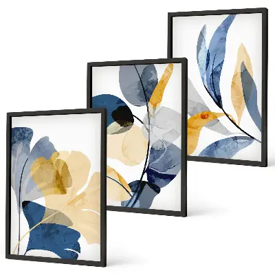 Set de tablouri decorative cu motive vegetale în acuarelă