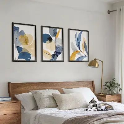 Set de tablouri decorative cu motive vegetale în acuarelă