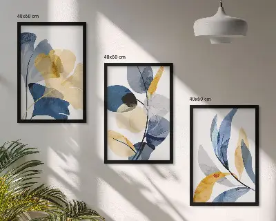 Set de tablouri decorative cu motive vegetale în acuarelă