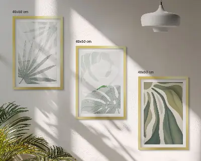 Set tablouri pentru dormitor cu model de frunze verzi și gri