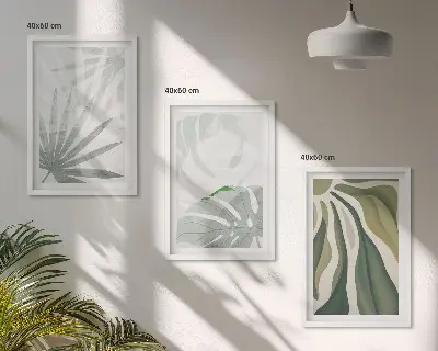 Set tablouri pentru dormitor cu model de frunze verzi și gri