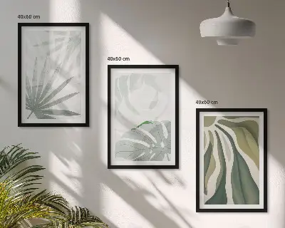 Set tablouri pentru dormitor cu model de frunze verzi și gri
