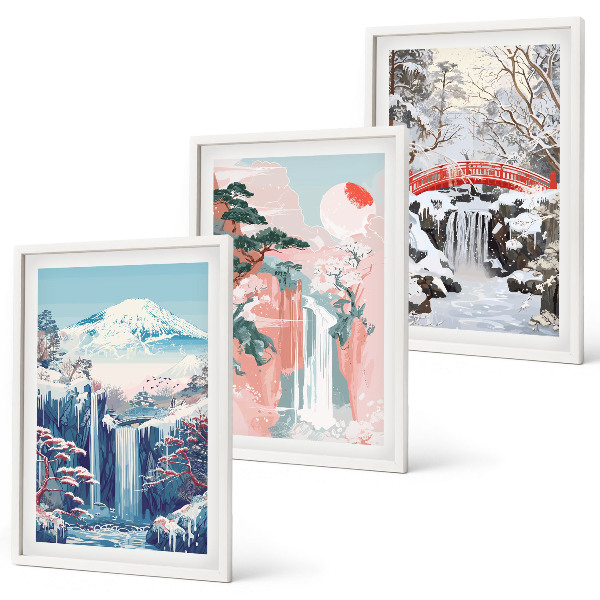 Set tablouri decorative Peisaje montane, cascade