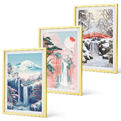 Set tablouri decorative Peisaje montane, cascade