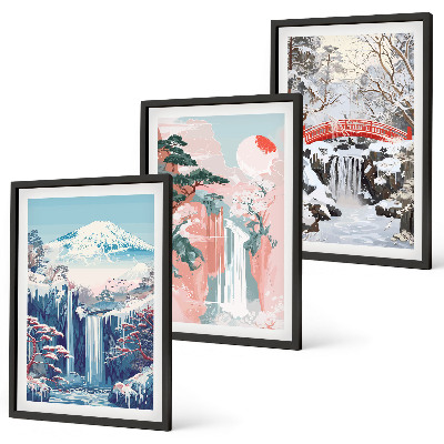 Set tablouri decorative Peisaje montane, cascade