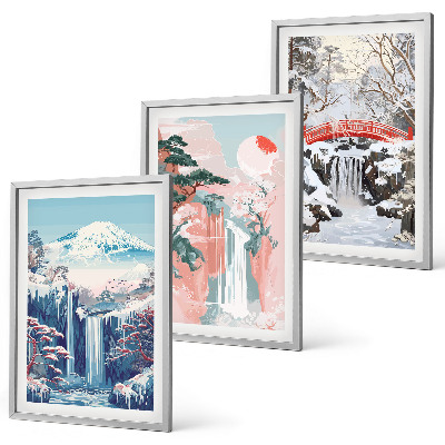 Set tablouri decorative Peisaje montane, cascade