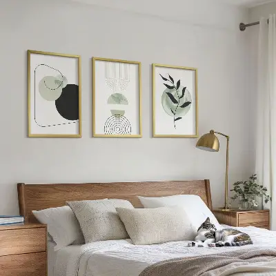 Set de tablouri pentru dormitor cu model de forme abstracte de plante
