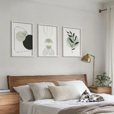 Set de tablouri pentru dormitor cu model de forme abstracte de plante