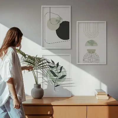Set de tablouri pentru dormitor cu model de forme abstracte de plante