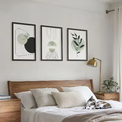 Set de tablouri pentru dormitor cu model de forme abstracte de plante
