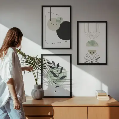 Set de tablouri pentru dormitor cu model de forme abstracte de plante
