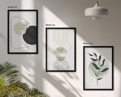 Set de tablouri pentru dormitor cu model de forme abstracte de plante