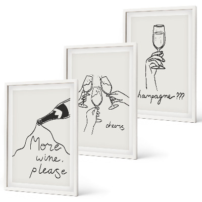 Set tablouri pentru dormitor Desen cu linii de vin de șampanie
