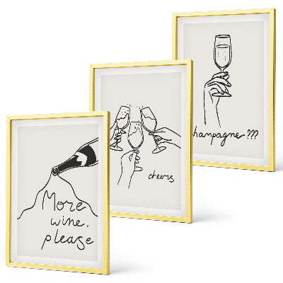 Set tablouri pentru dormitor Desen cu linii de vin de șampanie