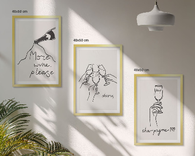 Set tablouri pentru dormitor Desen cu linii de vin de șampanie