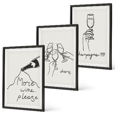 Set tablouri pentru dormitor Desen cu linii de vin de șampanie