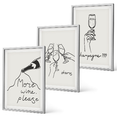 Set tablouri pentru dormitor Desen cu linii de vin de șampanie