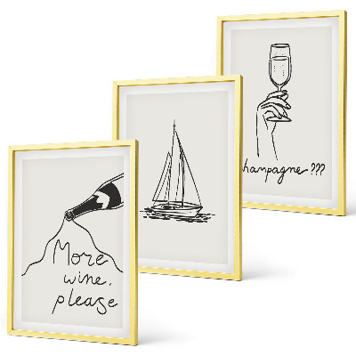 Set tablouri pentru dormitor Artă liniară din sticlă cu vele de vin