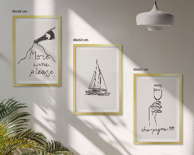 Set tablouri pentru dormitor Artă liniară din sticlă cu vele de vin