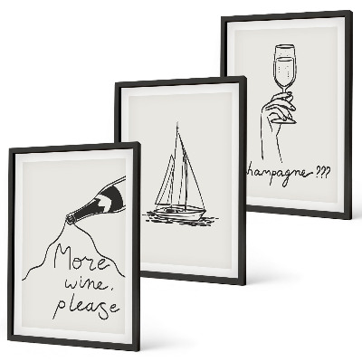 Set tablouri pentru dormitor Artă liniară din sticlă cu vele de vin