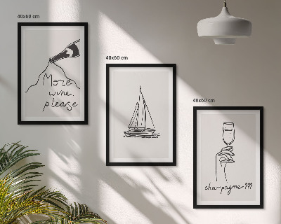 Set tablouri pentru dormitor Artă liniară din sticlă cu vele de vin