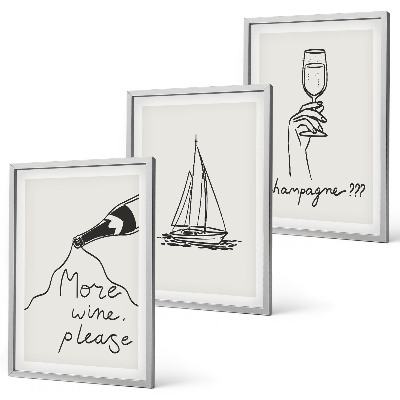 Set tablouri pentru dormitor Artă liniară din sticlă cu vele de vin