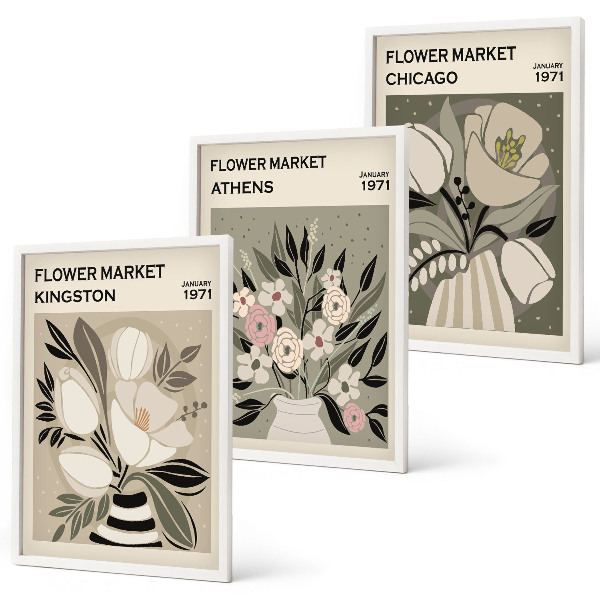 Set tablouri decorative Aranjamente florale retro