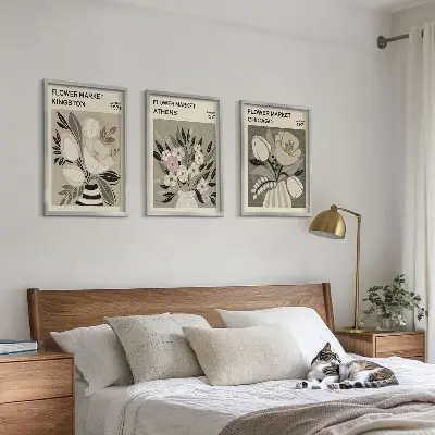Set de tablouri decorative cu aranjamente florale retro