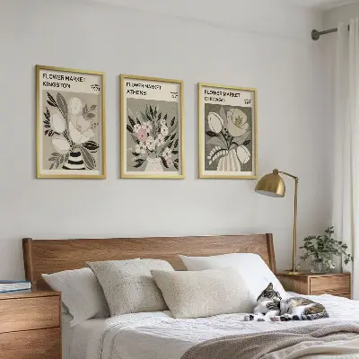 Set de tablouri decorative cu aranjamente florale retro
