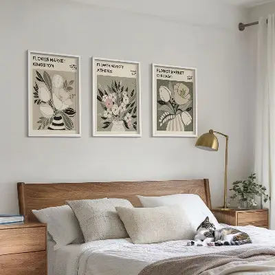 Set de tablouri decorative cu aranjamente florale retro