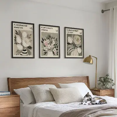 Set de tablouri decorative cu aranjamente florale retro