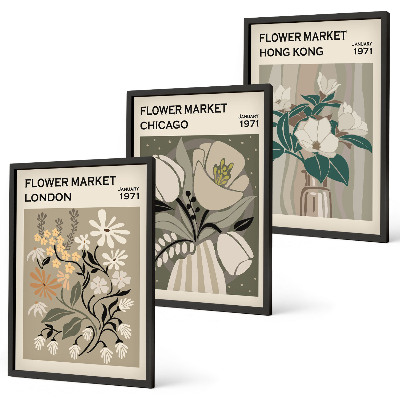 Set tablouri pentru dormitor Târguri de flori Londra Chicago Hong Kong