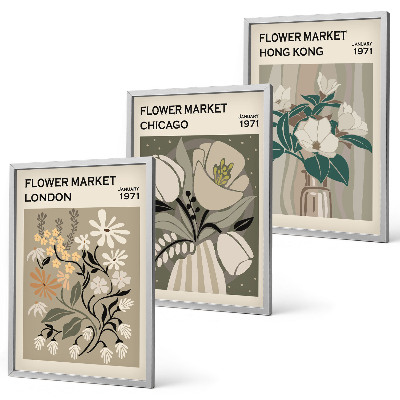 Set tablouri pentru dormitor Târguri de flori Londra Chicago Hong Kong